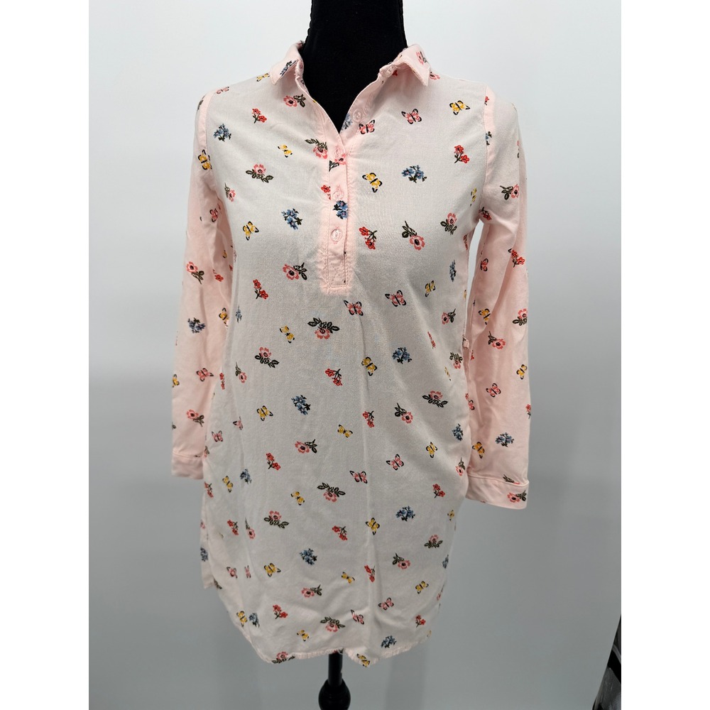 Refill Shirt Dress Women 16 Pink Good Butterfly Floral Pockets Viscose 303